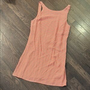 Reformation Red Checkered Backless Dress